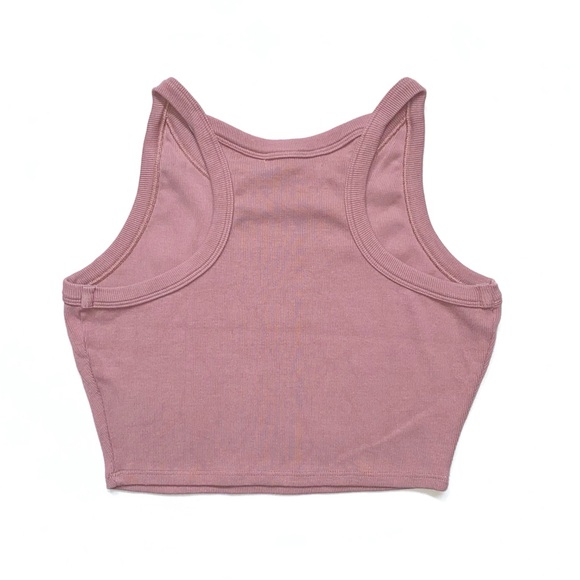WELLBEING + BEINGWELL purple ribbed sleeveless round neck racerback crop top - Picture 4 of 7